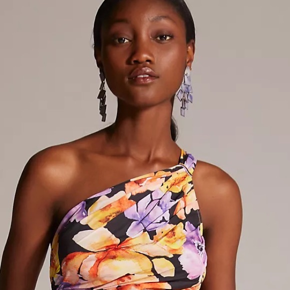 Anthropologie Geisha Designs Floral Asymmetrical Hem Midi Dress - Picture 12 of 17